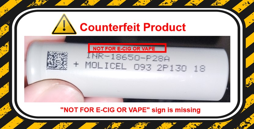 molicel p28a not for vape Important Notice: Beware of Counterfeit Molicel INR-18650-P28A